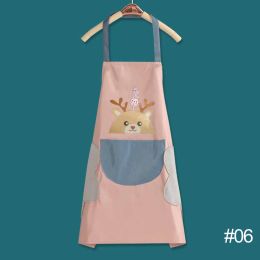 68*72cm Waterproof Wipeable Printed PVC Sleeveless Aprons Oil-Proof Kitchen Women Pinafore Home Cooking Baking Waist Bib (Color: 6)